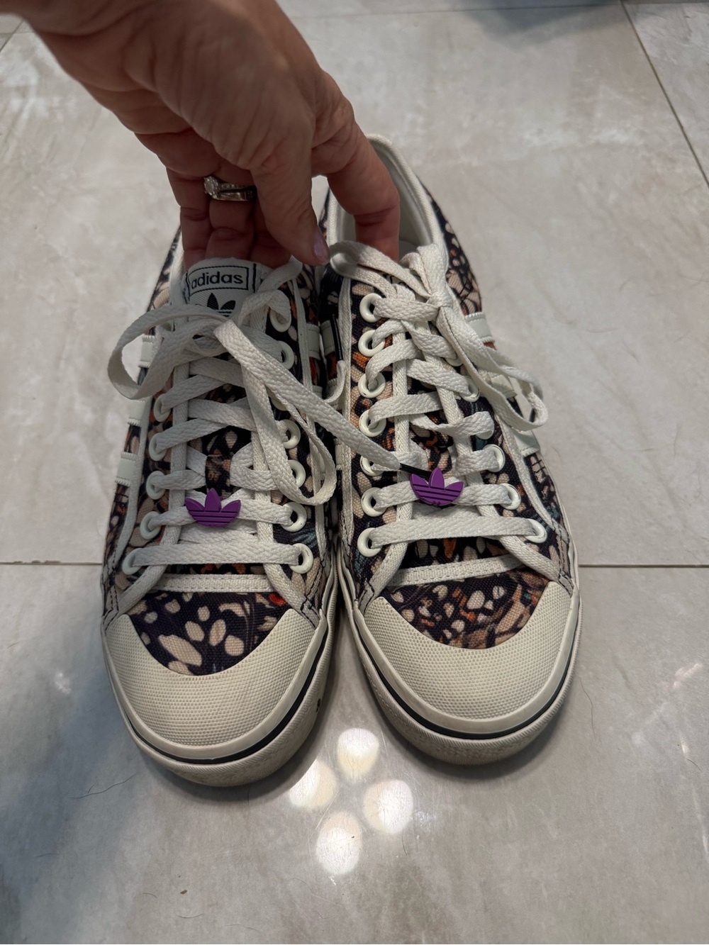 Adidas Women’s Printed Low-Top Sneakers in Black and Cream